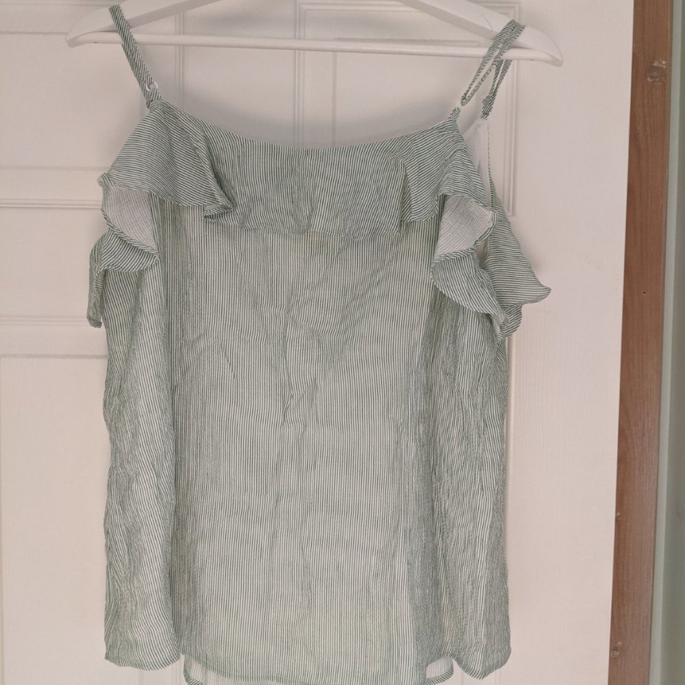 Green Striped Ruffled Top - Picture 8 of 8